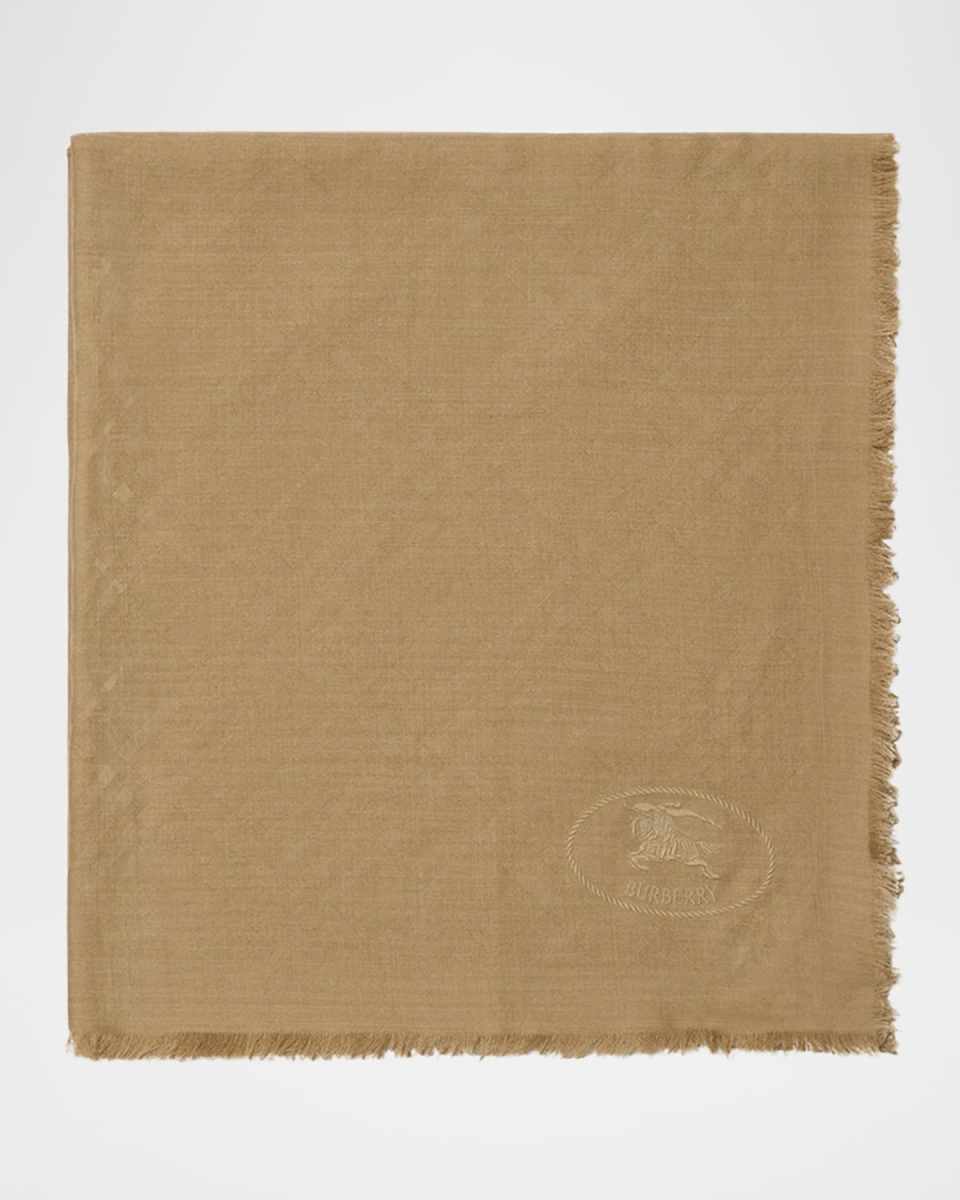 Wool & Silk Check Jacquard Scarf